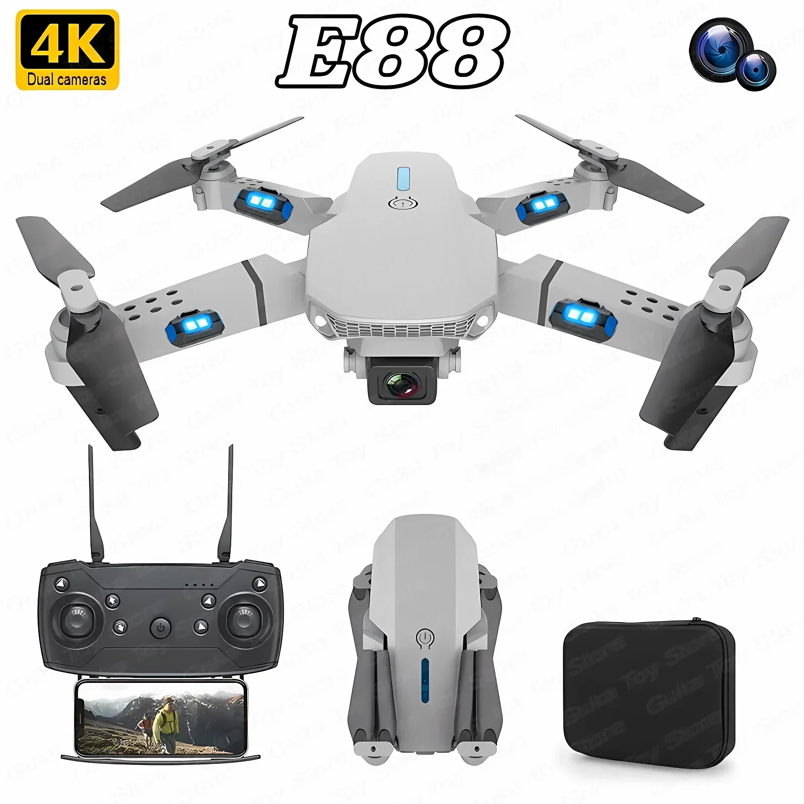 E88 Pro WIFI FPV Droneมุมกว้าง - Rc Helicopter Case บทวิจารณ์และราคา